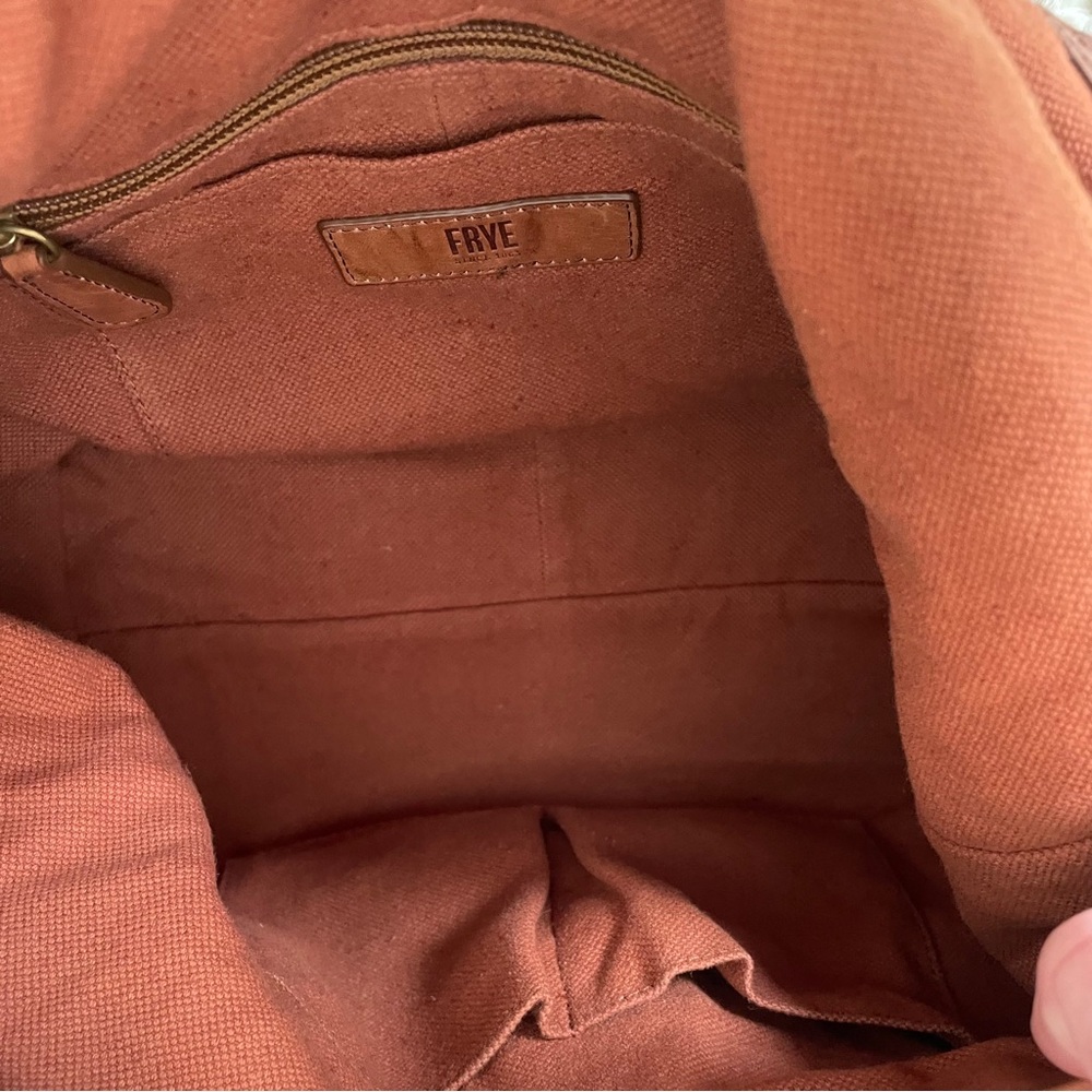 Frye Campus Rivet Hobo Leather Shoulder Bag in a Distressed Cognac Brown - Picture 10 of 14